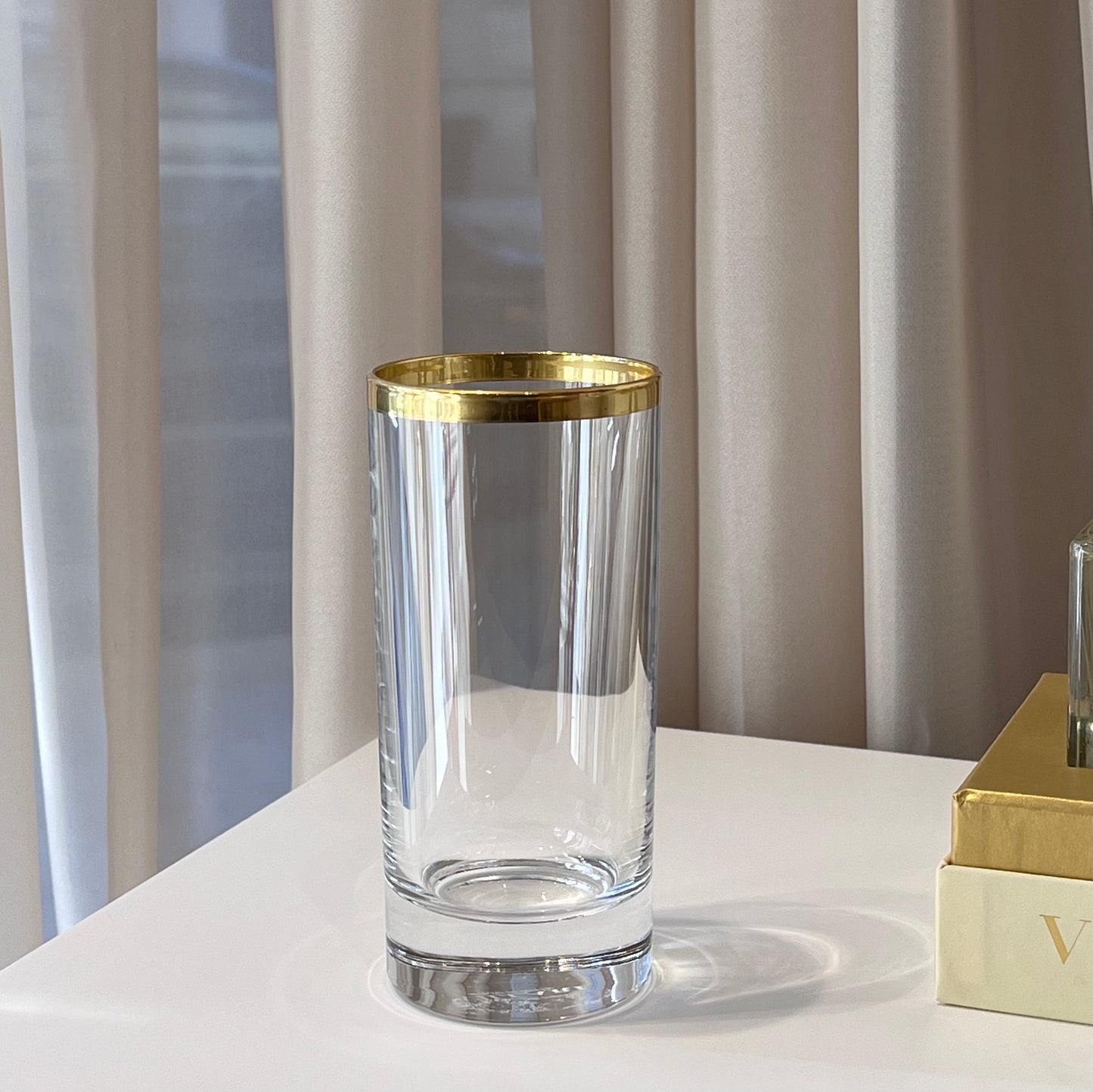 Highball Glass - White Antique Gold