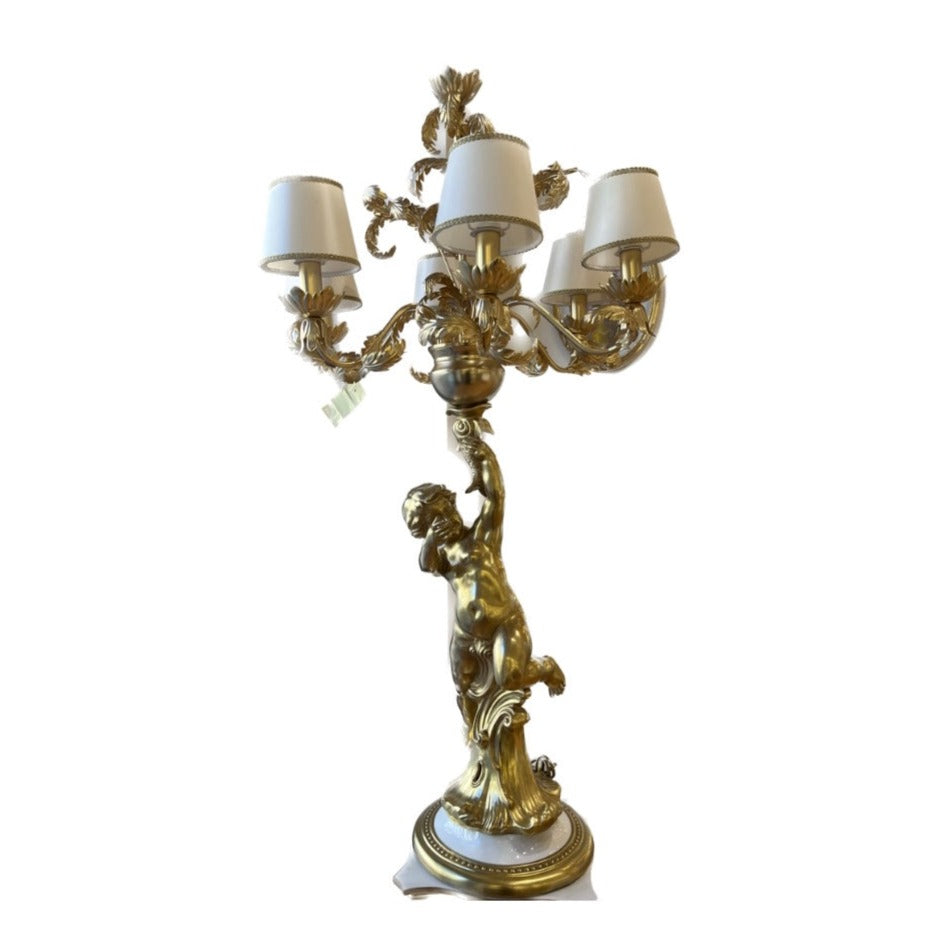 Orfeo Flambeau - 6 Lights Full Antique Gold