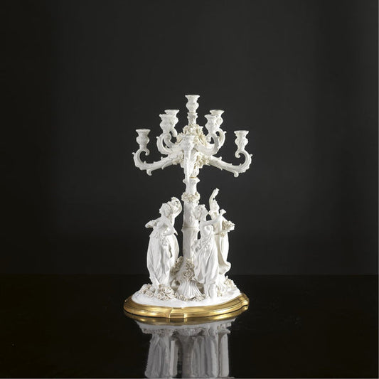 Bacchantes Candelabra - 9 Arms - White & Gold