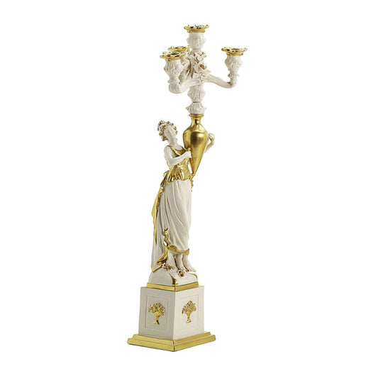 Eurydice Candle Holder (Left) - White & Gold