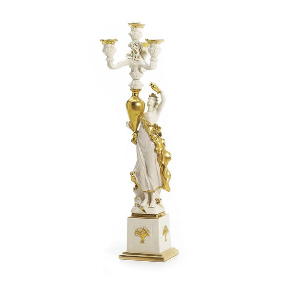 Eurydice Candle Holder (Right) - White & Gold