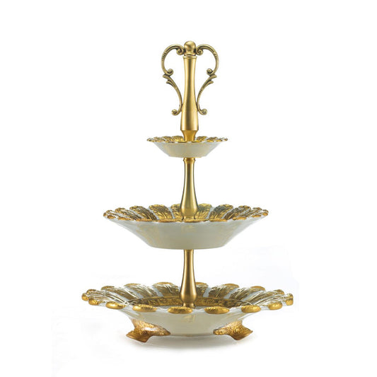 Queen Elizabeth White & Gold 3 Tier Cake Stand