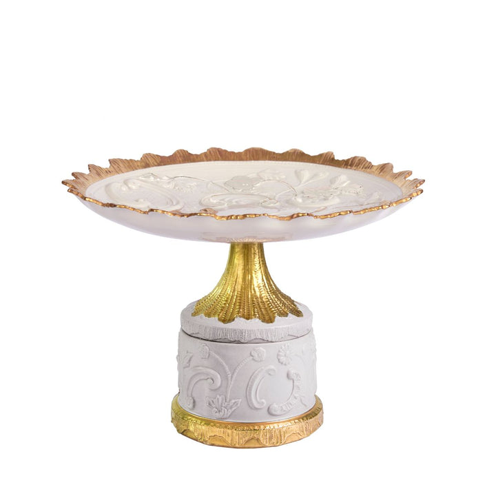 Taormina White & Gold Cake Stand