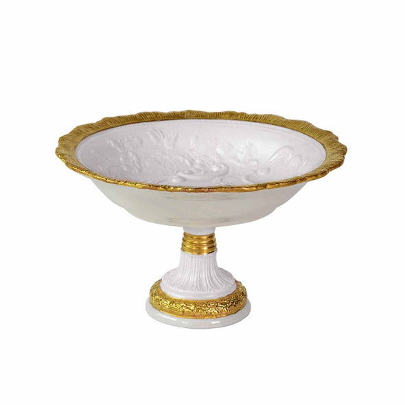 Taormina White & Gold Small Footed Bowl