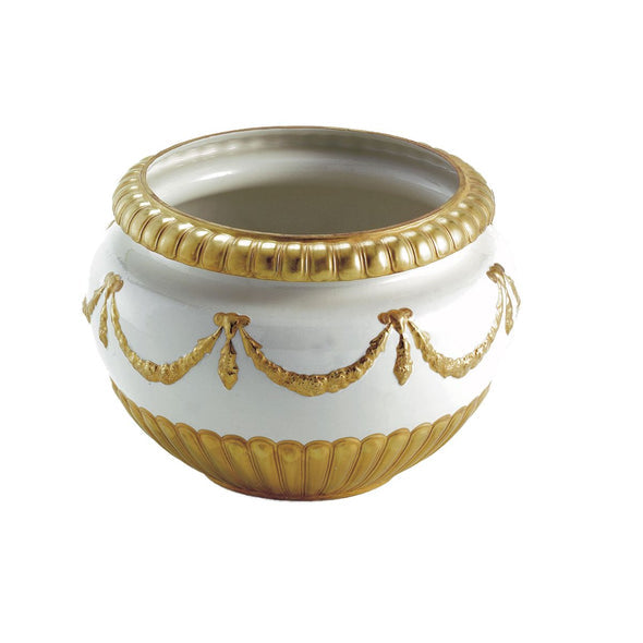 Empire Plant Pot - White & Gold