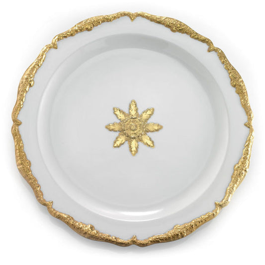 Empire Lay Plate With Feets 33 Cm - White Antique Gold