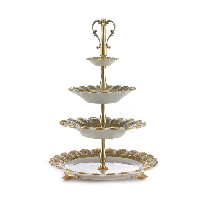 Queen Elizabeth White & Gold 4 Tier Cake Stand