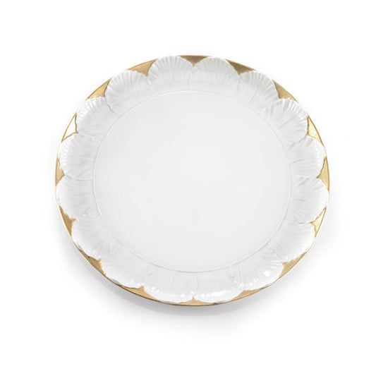 Tulip Dinner Plate - White Antique Gold