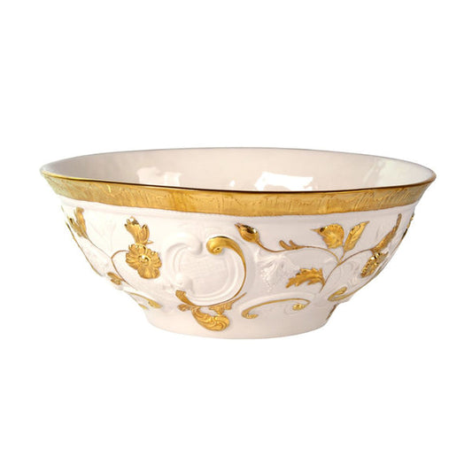 Taormina White & Gold Salad Bowl