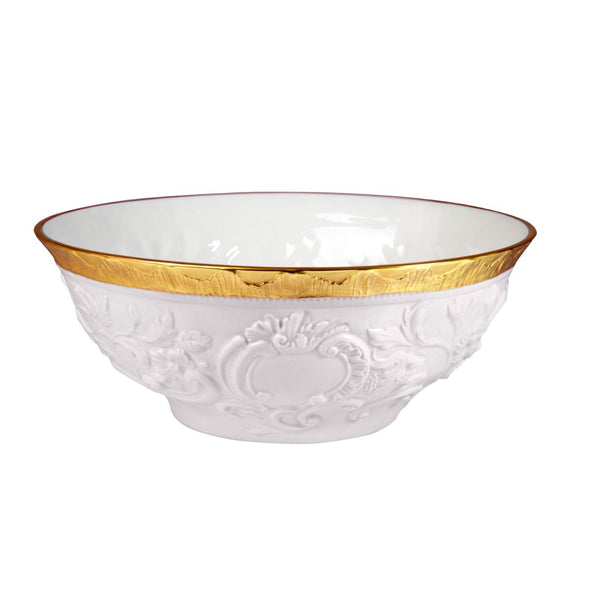 Taormina White & Gold Salad Bowl