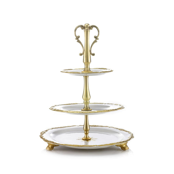 Empire White & Gold 3 Tier Cake Stand