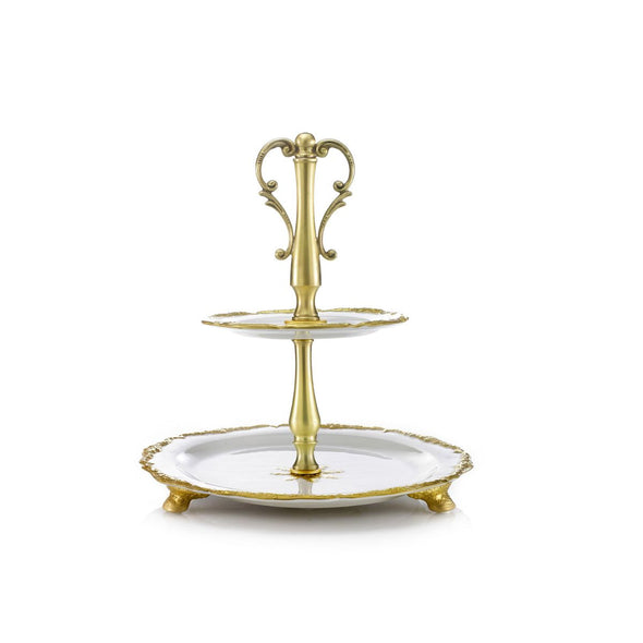 Empire White & Gold 2 Tier Cake Stand