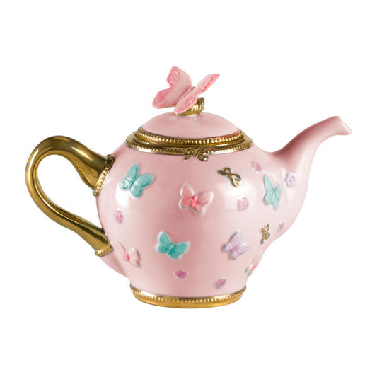 Butterfly Pastel Pink Teapot