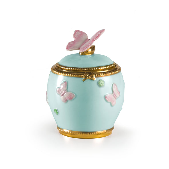 Butterfly Aquamarine Sugar Bowl