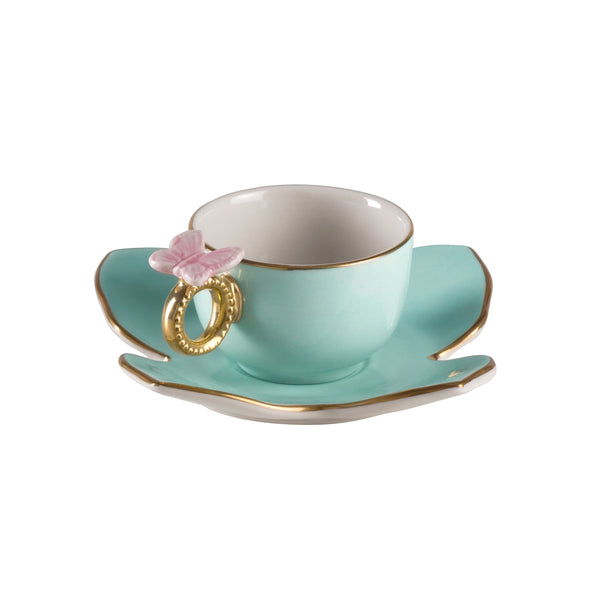 Butterfly Aquamarine Coffee Cup & Saucer