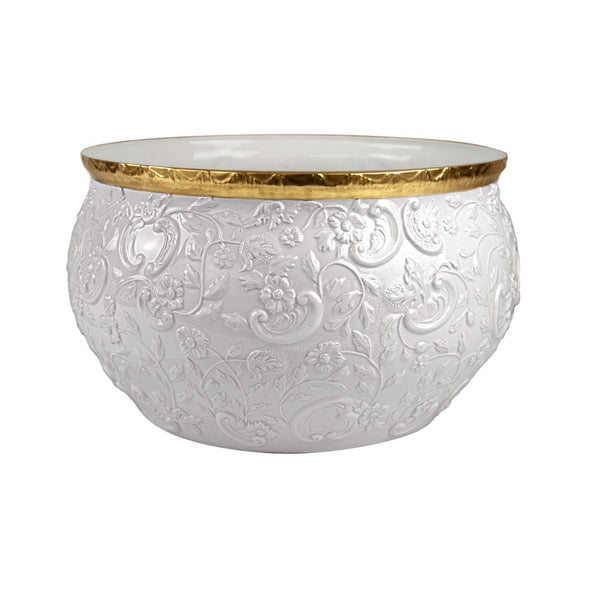 Taormina Large Cachepot - White & Gold