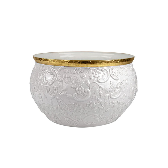 Taormina Medium Cachepot - White & Gold