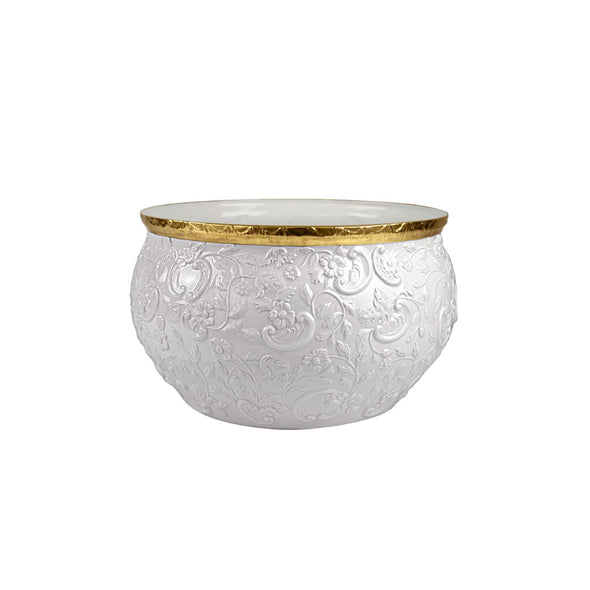 Taormina Small Cachepot - White & Gold