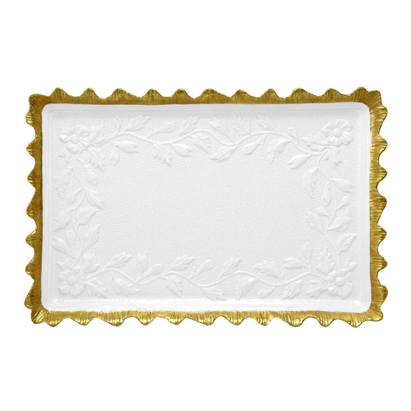 Taormina White & Gold Rectangular Tray