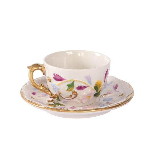 Taormina Multicolor & Gold Coffee Cup & Saucer