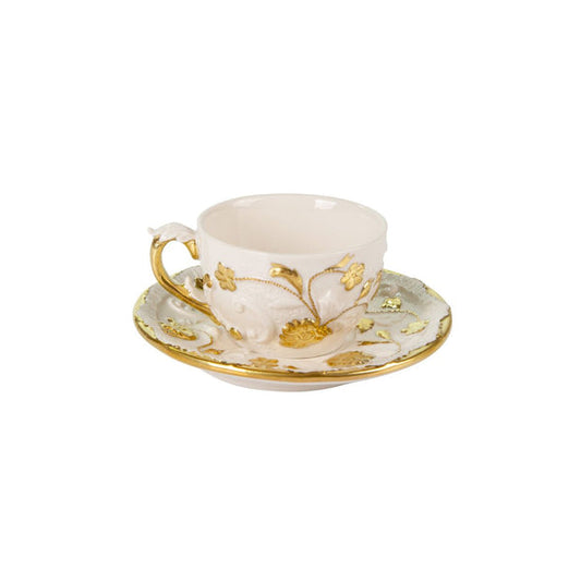 Taormina White & Gold Coffee Cup & Saucer