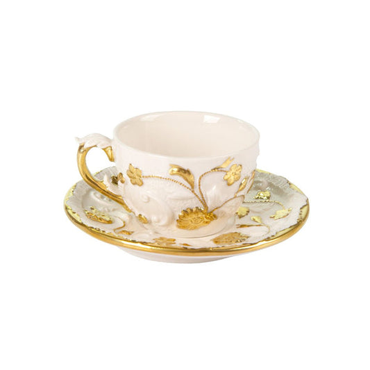 Taormina White & Gold Tea Cup & Saucer