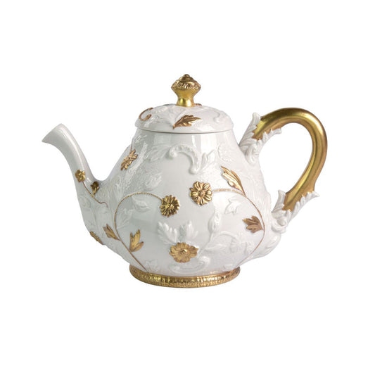 Taormina White & Gold Teapot