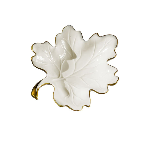 Autumn White & Gold Large Fig Leaf