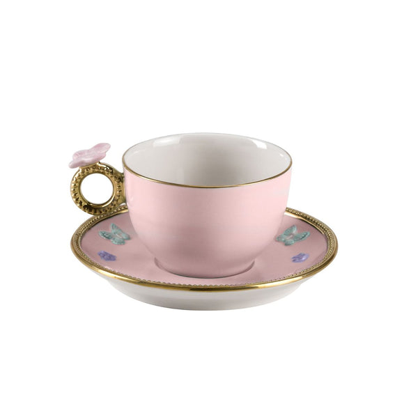 Butterfly Pastel Pink Tea Cup & Saucer