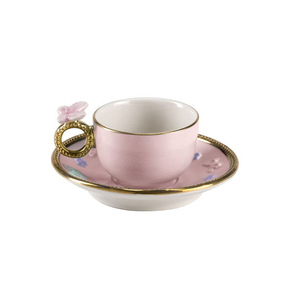 Butterfly Pastel Pink Coffee Cup & Saucer