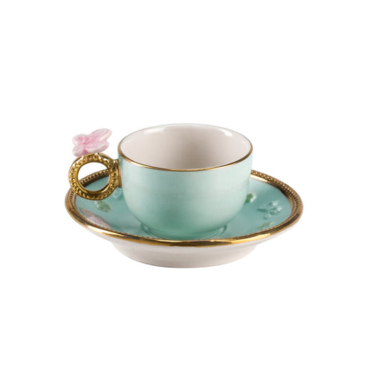 Butterfly Aquamarine Coffee Cup & Saucer