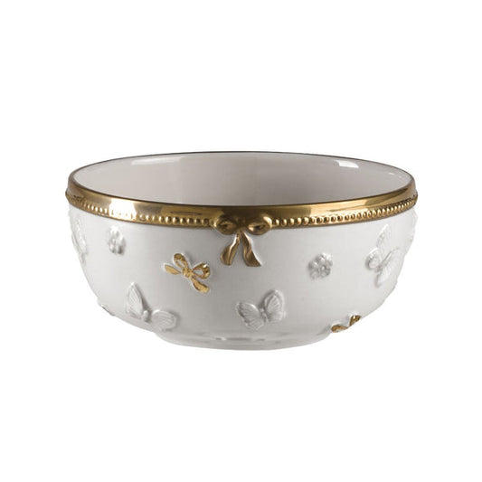 Butterfly White & Gold Fruit Bowl / Oatmeal