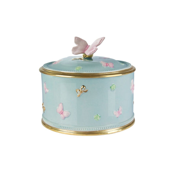 Butterfly Round Trinket Box - Aquamarine