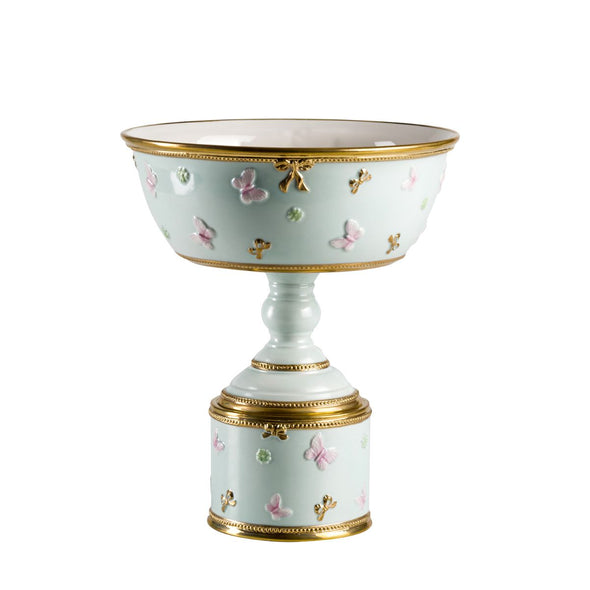 Butterfly Aquamarine Footed Fruit Bowl