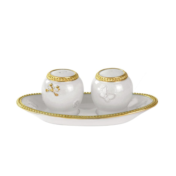 Butterfly White & Gold Mini Salt & Pepper Set