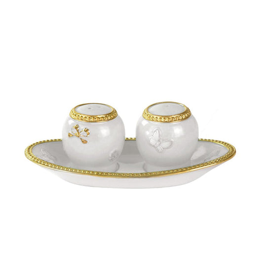 Butterfly White & Gold Mini Salt & Pepper Set