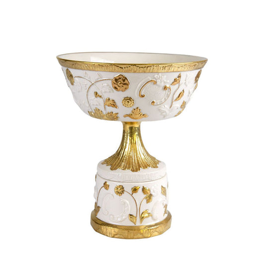 Taormina White & Gold Footed Fruit Bowl