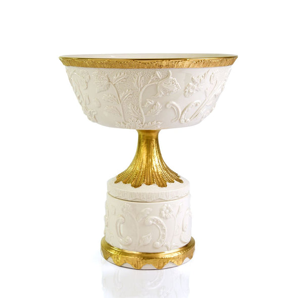 Taormina White & Gold Footed Fruit Bowl