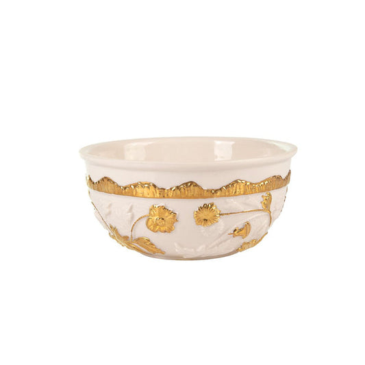 Taormina White & Gold Fruit Bowl / Oatmeal