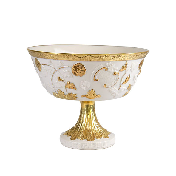 Taormina White & Gold Footed Fruit Bowl