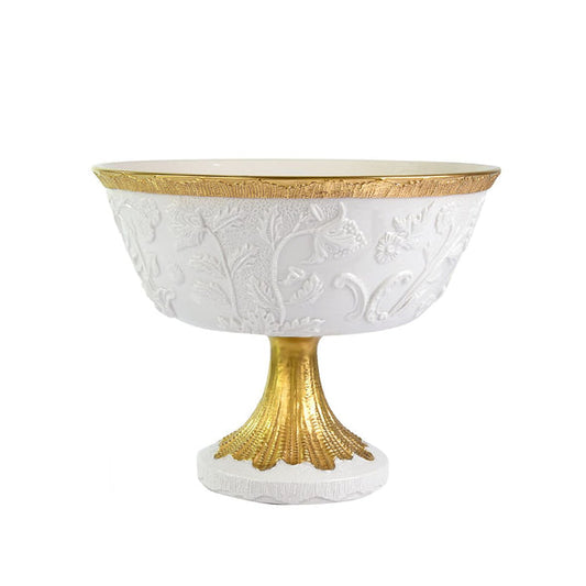 Taormina White & Gold Footed Fruit Bowl