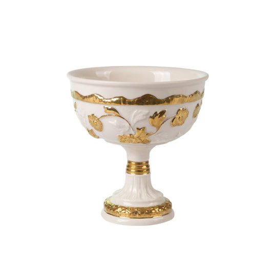 Taormina White & Gold Footed Fruit Bowl