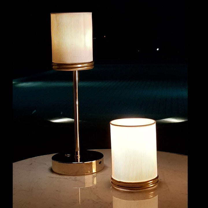 London Rechargable Lamp - White & Gold