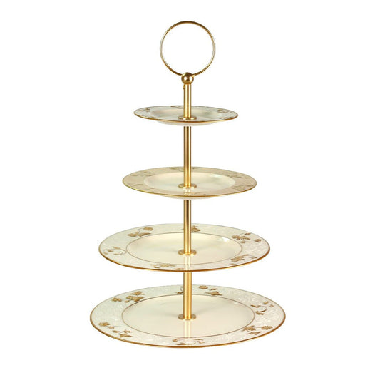 Taormina White & Gold 4 Tier Cake Stand