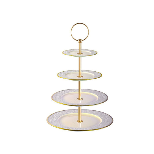 Taormina White & Gold 4 Tier Cake Stand