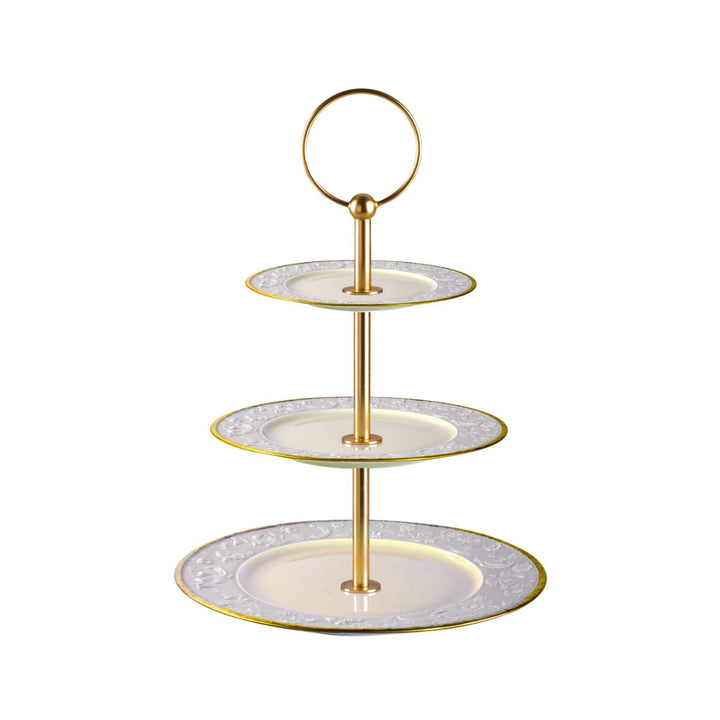 Taormina White & Gold 3 Tier Cake Stand