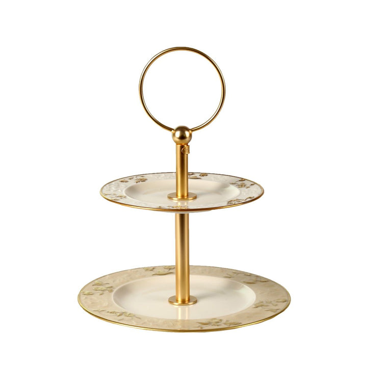 Taormina White & Gold 2 Tier Cake Stand