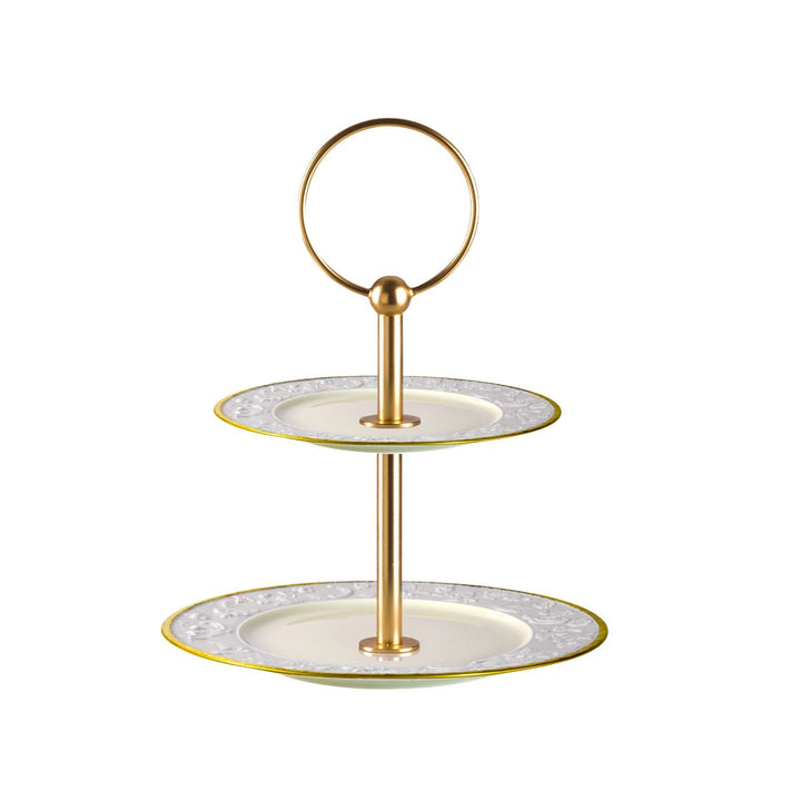 Taormina White & Gold 2 Tier Cake Stand