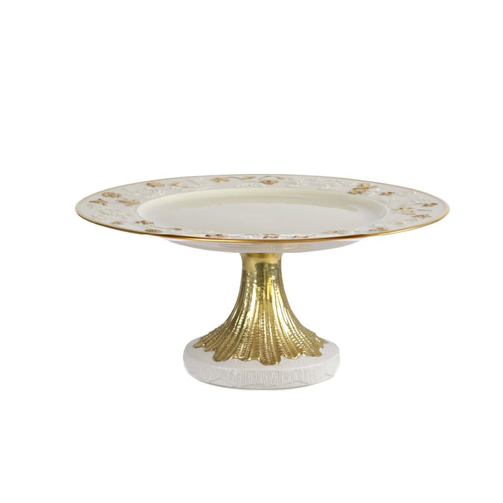 Taormina White & Gold Small Cake Stand