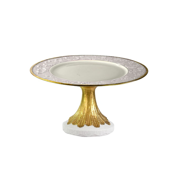 Taormina White & Gold Small Cake Stand